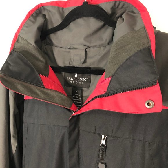 Lanesboro Gray Black Red Hood Zip Sport Jacket M - Picture 5 of 8